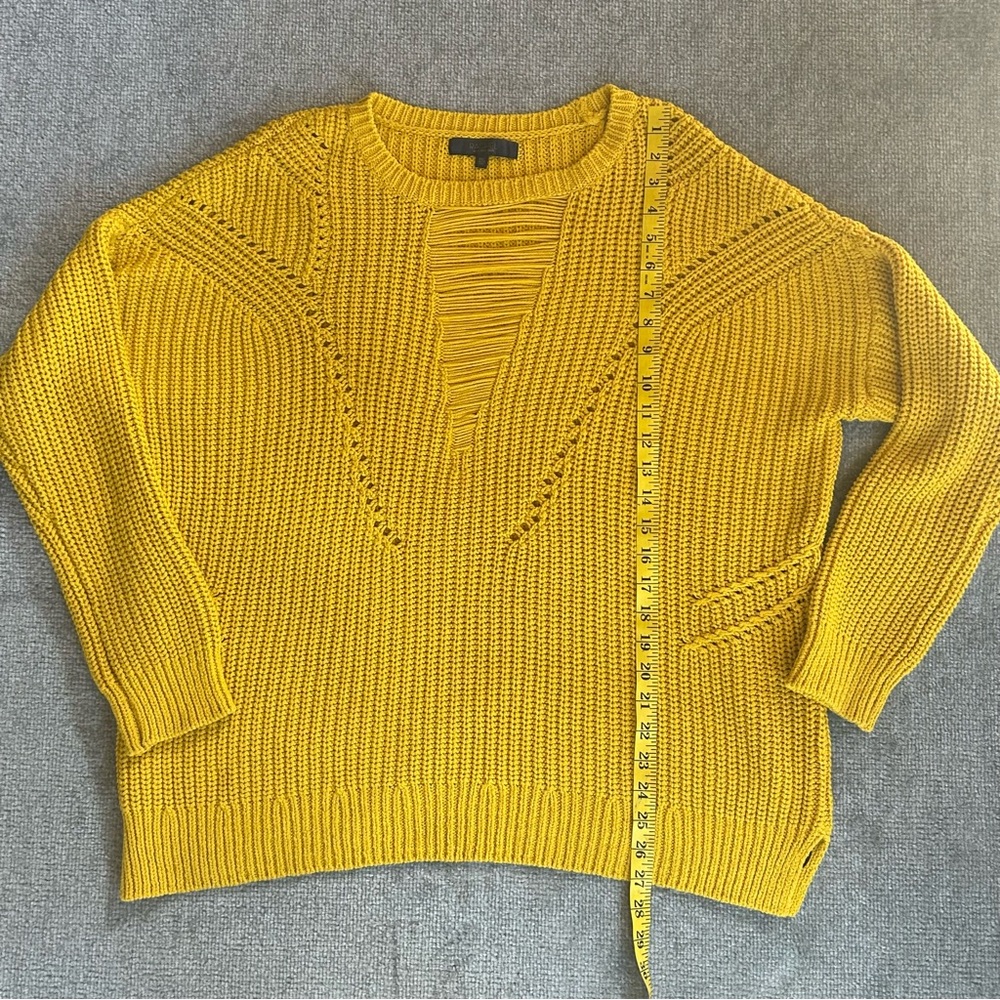 NWOT Rachel Roy Mustard Yellow Crewneck Cut-Out Chunky Knit Sweater, Size XXL - Picture 11 of 11